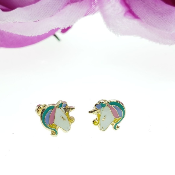 14K Solid Gold • Unicorn Enamel Resin Unicorn• Scr - Picture 2 of 6